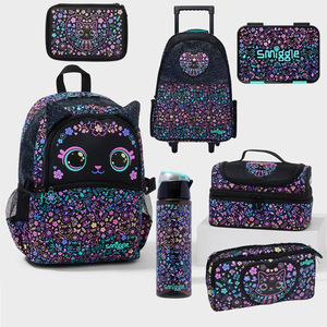 Mochila Escolar <span class=keywords><strong>con</strong></span> <span class=keywords><strong>Ruedas</strong></span> de Gran Capacidad <span class=keywords><strong>para</strong></span> Niñas de Grado 3-4, Diseño de Gatos y Flores, Colección Primavera 2024, Estilo Australiano - Product Image 1