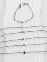 Bracelet tennis ajustable en acier inoxydable plaqué or 18 carats, étanche, avec lettre A-Z et zircon carré, bijou fantaisie pas cher