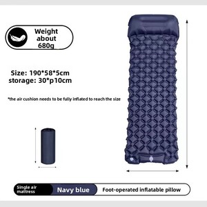 New Cross-border Single-person Inflatable Pad Waterproof Ultra-lightweight Portable Outdoor Camping Sleeping Mat Foot-<b>pump</b> 5cm - Product Image 4