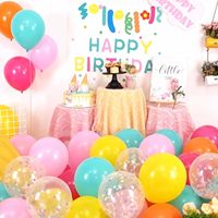 Feile Lot de 60 Ballons Brillants Arc-en-ciel de 12 Pouces Prêts pour l'Hélium Couleurs Vives Jaune Orange Rose Vif Bleu Teal Confettis Mariage