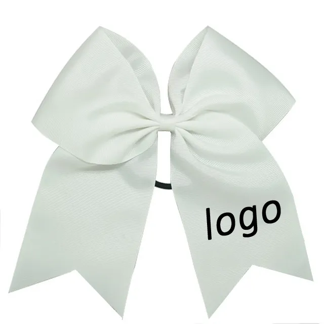 Fascia elastica per capelli all'ingrosso da 8 pollici OEM/ODM Logo personalizzato fiocchi per capelli ragazze Ponytail Holder Cheer Bows