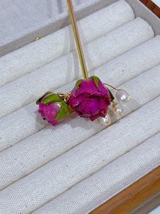 Jepit rambut mutiara air tawar alami Fashion jepit rambut bunga alami lem tetes buatan tangan untuk wanita aksesori rambut anak perempuan perhiasan - Product Image 5