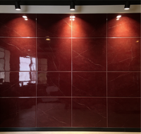 Carreaux de sol en porcelaine rouge vin brillant de luxe 60x60cm - Design mosaïque haut de gamme pour la décoration d'hôtels et de boutiques