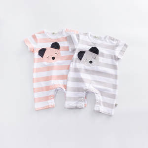 Boutique en ligne Chine Vente en gros Vêtements pour bébés nouveau-nés Combinaison à manches courtes rayée pour bébé - Product Image 2