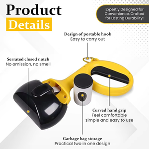 Ramasse-crottes portable pour chien avec distributeur de sacs à déchets intégré, outil de ramassage de déjections pour animaux de compagnie, accessoires pour chiens - Product Image 4