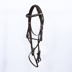 Brida de cuero de cazador/puente acolchada de primera calidad con comodidad para la cabeza y almohadilla para la nariz de piel de oveja, suministro de tachuelas ecuestres al por mayor - Product Image 4