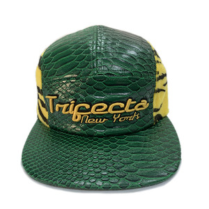 Casquette personnalisée à 5 panneaux non structurée, effet peau de crocodile, avec logo brodé intégral, style tigre rayé, <span class=keywords><strong>en</strong></span> cuir - Product Image 3