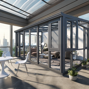 Pergola moderne à toit plat en verre, extension de véranda, cadre en aluminium à visibilité minimale pour villa, patio, <span class=keywords><strong>jardin</strong></span> - Product Image 4