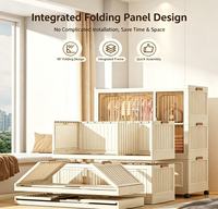 Armoire de rangement pliable et portable tendance avec porte transparente anti-poussière pour chambre à coucher et organisation des vêtements à domicile