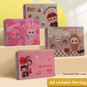 A4 <span class=keywords><strong>sac</strong></span> de documents de dessin animé mignon pour étudiant avec bouton-pression <span class=keywords><strong>sac</strong></span> de papier de test épaissi de bureau d'archives de stockage simple en PP - Product Image 2