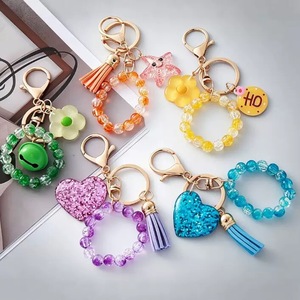 <span class=keywords><strong>Porte</strong></span>-clés esthétique en acrylique pailleté en forme de cœur, breloque de sac Y2K fleur étoile avec <span class=keywords><strong>pompon</strong></span> et clochette, accessoire de sac à dos personnalisé - Product Image 3