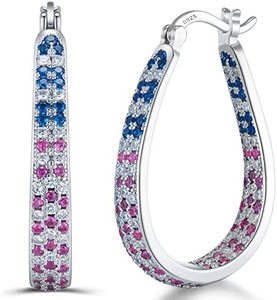 Pendientes de Aro Ovalados de Latón con Baño de Oro de 14K y <span class=keywords><strong>Circonitas</strong></span> Cúbicas <span class=keywords><strong>Multicolor</strong></span>, de Plata Esterlina S925, Modernos y Elegantes, Unisex - Product Image 4