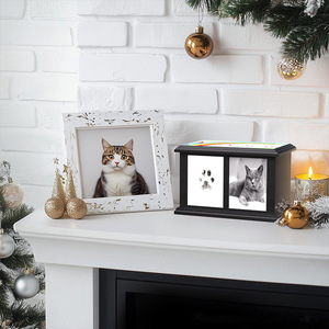 Wooden Pet Urn <b>Memorial</b> <b>Box</b> Rectangle Black Durable Pet Caskets Urns 25.4x15.7x15.5cm - Product Image 3