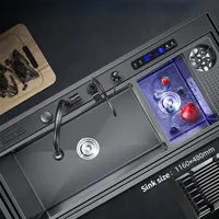 Évier de cuisine ultrasonique grand format en acier inoxydable fait main, design tropical, installation sur comptoir, multifonctionnel pour fruits