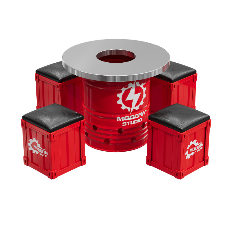 Table ronde 90 avec quatre chaises