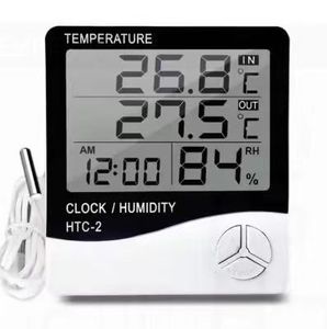Thermomètre hygromètre multifonctionnel HTC2 rechargeable avec sonde externe, réveil pour la maison et le bureau - Product Image 1