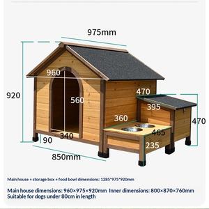 Cuccia per Cani da Esterno Impermeabile Anticorrosione in Legno Massello di Abete Cinese con Ciotole per Cibo e Acqua Spedizione Gratuita - Product Image 4