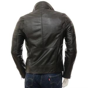 Veste en cuir véritable pour homme, style streetwear, fermeture éclair intégrale, imperméable, style motard, en promotion. - Product Image 2