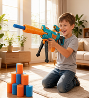 Pistolet à balles souples électrique pour enfants avec support et 100 fléchettes, ensemble de jeu de tir automatique, cadeau pour garçons