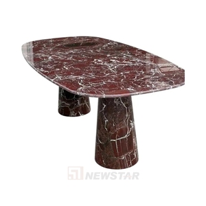 Modern High Quality Red Marble <b>Dining</b> <b>Table</b> Oval Natural Customizable Room Indoor Kitchen - Product Image 3