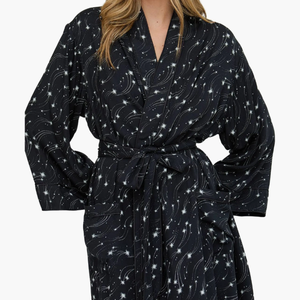 Bata de Baño de una Pieza, Ropa de <span class=keywords><strong>Dormir</strong></span> Sexy de Manga Larga, Camisón Sedoso para Mujer, Pijama, Ropa de Estar, Batas Estampadas - Product Image 2