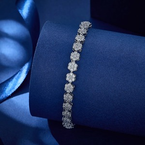 Stylish Unisex Floral Tennis <b>Bracelet</b> 5A <b>Cubic</b> <b>Zirconia</b> Fashionable Copper Link Fine Silver <b>Bracelet</b> Link - Product Image 4