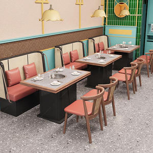 XZY OEM lumière luxe café restauration rapide <span class=keywords><strong>Pizza</strong></span> Table et chaises Restaurant meubles salle à manger ensemble banc canapé cabine sièges canapé - Product Image 4