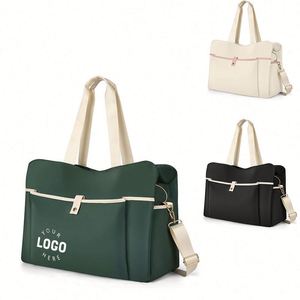 Sac fourre-tout vintage grande capacité personnalisé pour femme, durable, brodé, avec chaînes et fermeture éclair, idéal pour l'été, les voyages et la plage - Product Image 1