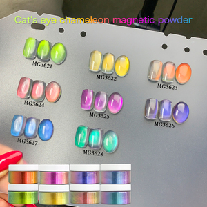 Poudre magnétique pour ongles effet œil de chat chrome caméléon, double effet chromé scintillant, inorganique, vente en gros - Product Image 1