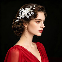 SLBRIDAL Barrettes à cheveux de mariée faites à la main avec fleurs en strass et cristaux, accessoires de coiffure pour femmes et filles