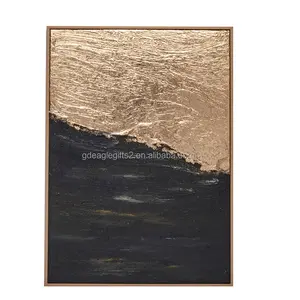 EAGLEGIFTS抽象壁挂3d手绘黑色和金色奢华纹理3d舒缓装饰画