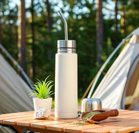 Botol Termos Vakum Stainless Steel Dinding Ganda Anti Bocor dengan Filter Yerba Mate 17oz 24oz