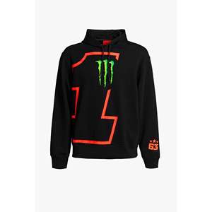 Sudadera con Capucha Holgada Antiarrugas Negra Premium, Diseño Bagnaia Monster-Energy "1", 80% Algodón, 20% Poliéster, para Venta al Por Mayor - Product Image 1