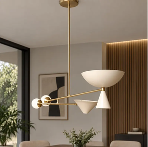 Modern Brass Asymmetrical Chandelier Sculptural <b>Pendant</b> Ceiling Light for Dining Room Kitchen Island and Living Room - Product Image 1