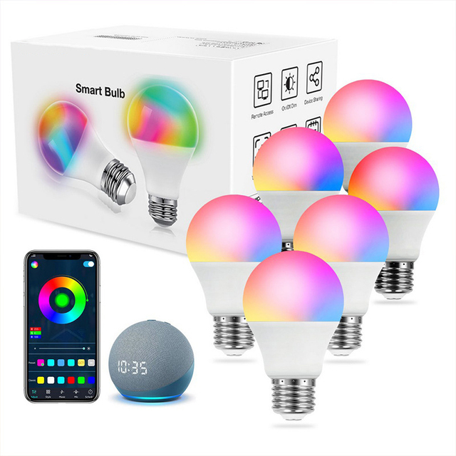 WIFI Smart Tuya Voince Control RGBCW Dimmable LED Bulb Light 9W 15W Smart LIGHT Wireless App Control Adjustable A19 Led Blub