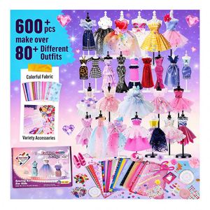 Kit de confection de vêtements pour poupées Toysrunner DDW0116, en plastique, pour enfants, couture, design de mode, mannequin, modèles en tissu, accessoires, outils - Product Image 3
