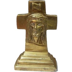 Small Brass Statue of Jesus Christ on Cross for <b>Car</b> Dashboard <b>Table</b> or Shop Counter Christmas Religious <b>Car</b> Gifts - Product Image 5