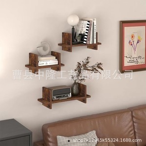 Wall-mounted floating <b>shelf</b>, living room wall-mounted wooden record <b>shelf</b>, bathroom toiletries storage <b>rack</b> - Product Image 3