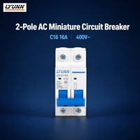 Disjoncteur miniature (MCB) 2P AC pour montage sur rail DIN, en cuivre et plastique, capacité de coupure 10kA, courant nominal 10A-63A