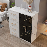 Offre Spéciale commode de chambre à coucher 5 tiroirs de rangement armoire de salon noir et blanc de haute brillance
