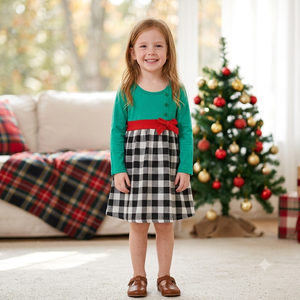 Wholesale autumn Casual Blank plaid Long Sleeve O-Neck Cotton high-quality christmas Embroidery <strong>tartan</strong> <strong>Baby</strong> Girl <strong>Dresses</strong> - Product Image 1