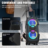 Machine de karaoké VeGue VG-0808, système de sonorisation PA sans fil Bluetooth pour adultes et enfants avec deux caissons de basses de 8 pouces, 2 micros sans fil UHF