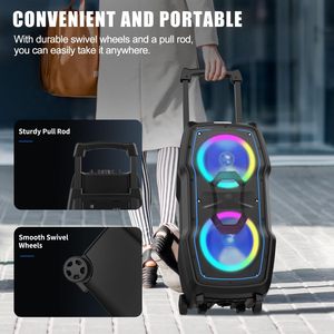 Machine de karaoké VeGue VG-0808, système de sonorisation PA sans fil Bluetooth pour adultes et enfants avec deux caissons de basses de 8 pouces, 2 micros sans fil UHF - Product Image 4