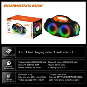Altavoz Portátil para Exteriores BOMBOX X6 Mini con Luces RGB, Subwoofer de Alta Potencia, Ranura para Tarjeta, Resistente al Agua 5.3 - Product Image 4
