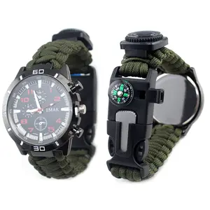 More In 1 Waterproof Survival Watch Paracord Strap Watch Paracord Bracelet Sport Watches For Men