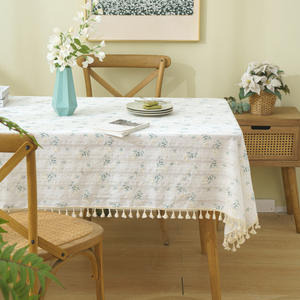 <span class=keywords><strong>Nappe</strong></span> en lin et coton <span class=keywords><strong>Jacquard</strong></span> avec broderie de marguerite de ferme française, dernière conception 2022 - Product Image 2