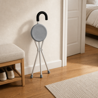 Canne de marche légère et portable à trois pieds, pliable, avec siège intégré pour personnes âgées