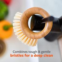 Brosse à légumes en bambou à poils naturels, brosse de nettoyage pour fruits et légumes, manche en bois, écologique
