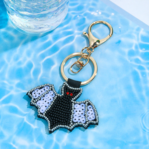 Porte-clés Sac à Main Populaire <span class=keywords><strong>Chat</strong></span> Noir Perles Texturées Matériaux DIY Design Citrouille Trousse de Toilette Sac Fourre-tout Porte-clés - Product Image 1