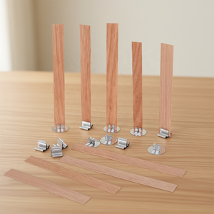 Mèches <span class=keywords><strong>de</strong></span> <span class=keywords><strong>bougie</strong></span> en bois <span class=keywords><strong>de</strong></span> cerisier écologiques, pré-adhésives, faible production <span class=keywords><strong>de</strong></span> suie, non toxiques, sûres pour la fabrication <span class=keywords><strong>de</strong></span> bougies <span class=keywords><strong>maison</strong></span> - Product Image 3